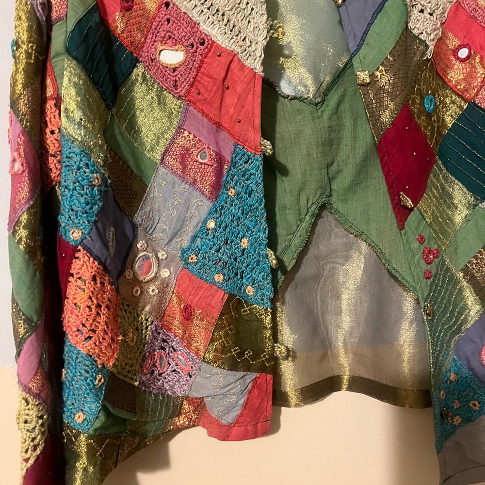 Boho Patchwork Embroidered Jacket - Multicolor - image 4